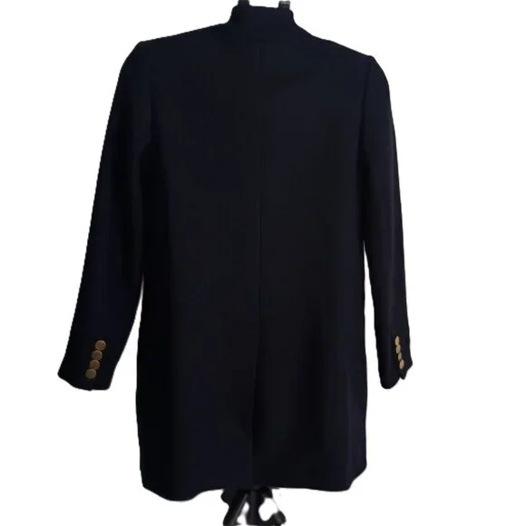 Mango Wool Blend Double Breasted Mid-Thigh Suit Coat Navy Blue Women’s XXS EUC - Picture 4 of 16